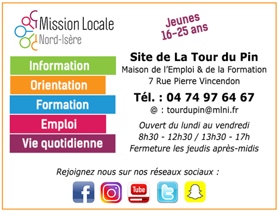 mission locale, jeunes, information, orientation, formation, emploi, vie quotidienne, site de LA TOUR DU PIN, 