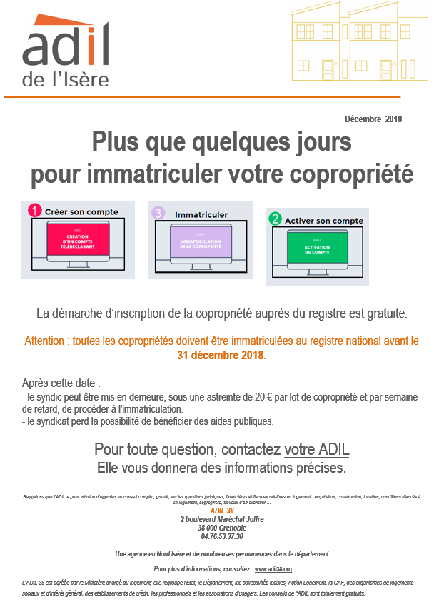 ADIL, logement, immatriculation, copropriétés, démarche, inscription, registre, syndic, syndicat
