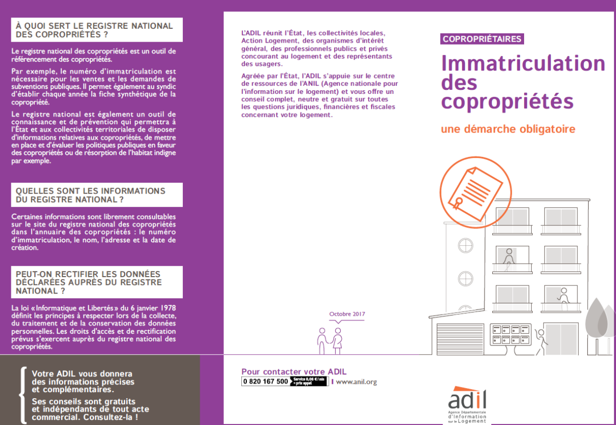 ADIL, logement, immatriculation, copropriétés, démarche, inscription, registre, syndic, syndicat