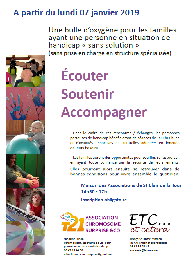 ETC, et cetera, association chromosome surprise & co, bulle d'oxygène, familles, situation de handicap, rencontre, échange, tai chi chuan, besoins, activités sportives et culturelles