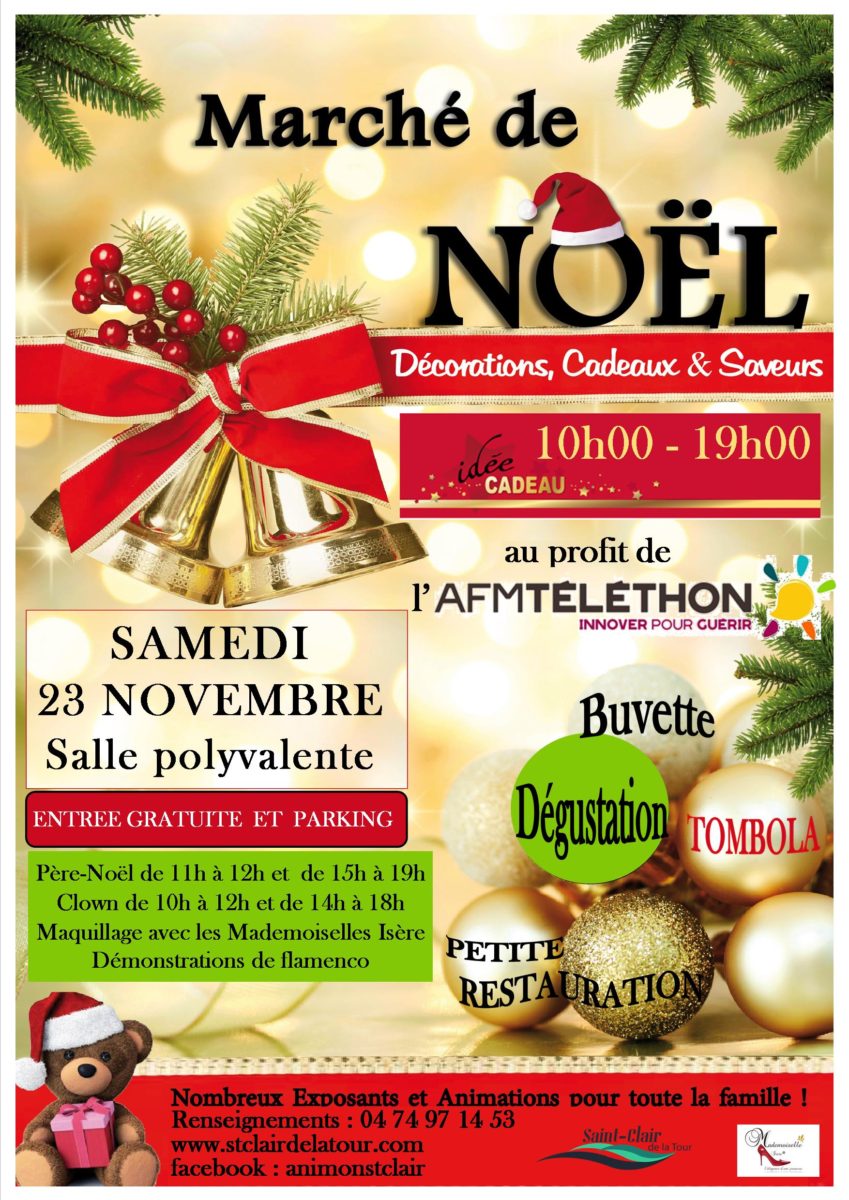 marché de Noël, décorations, cadeaux, saveurs, au profit du Téléthon, AFM TELETHON, père-noël