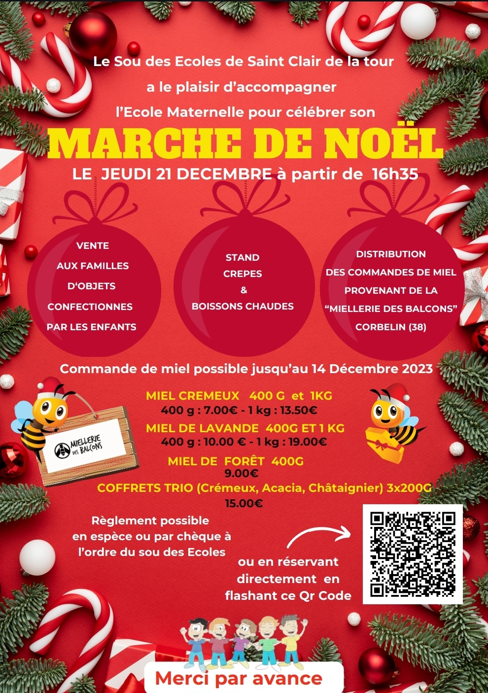 marché, noël, sou, école