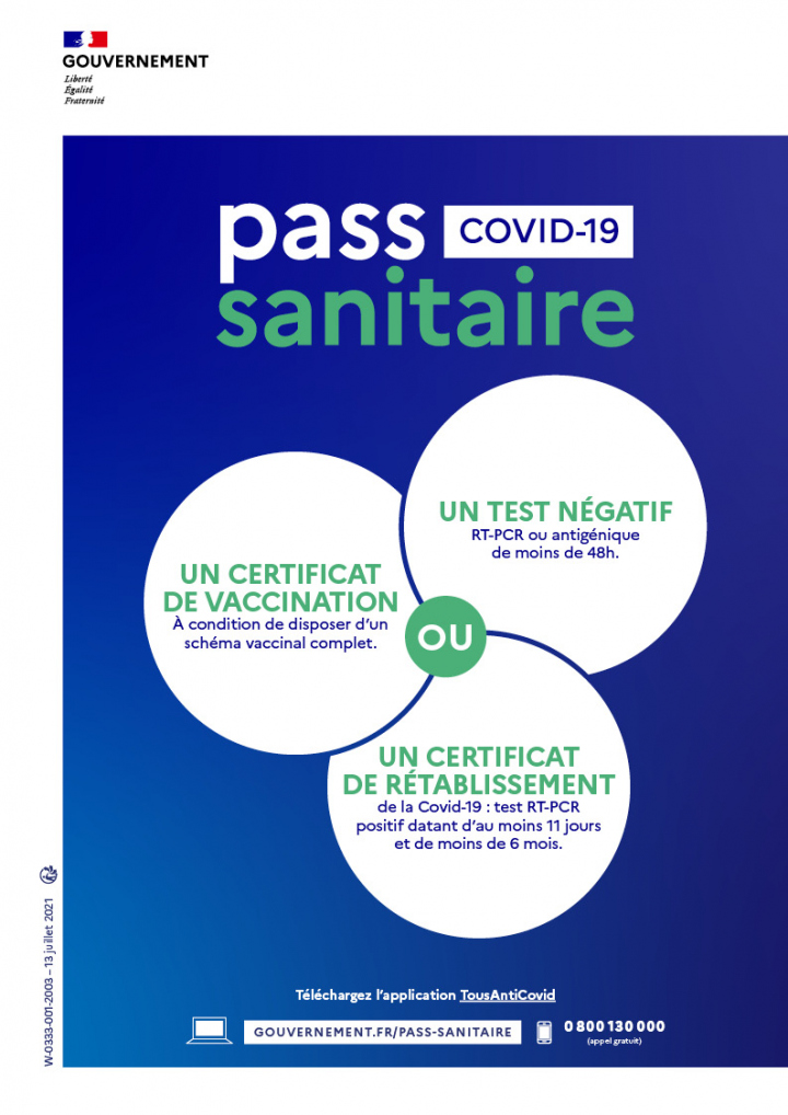 pass sanitaire, test, certificat de vaccination, certificat de rétablissement