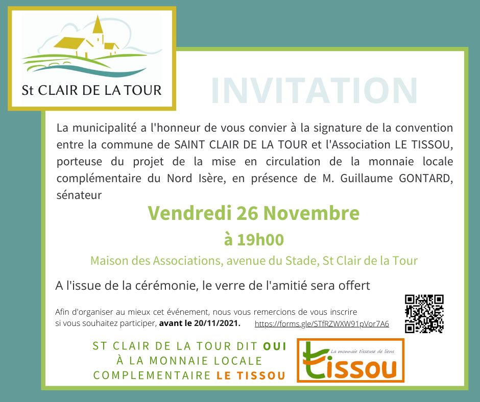 invitation, tissou, monnaie, monnaie locale, signature, convention