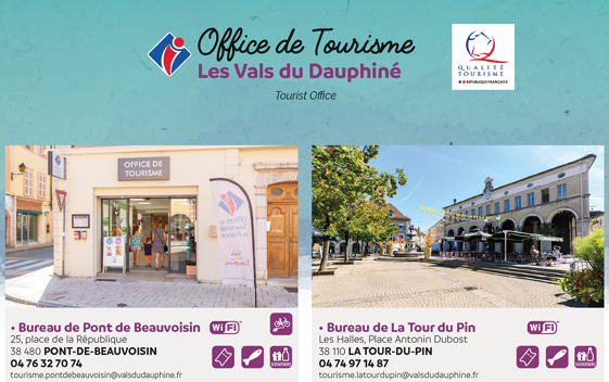 office du tourisme, Vals du Dauphiné, bureau, Pont de Beauvoisin, La Tour du Pin