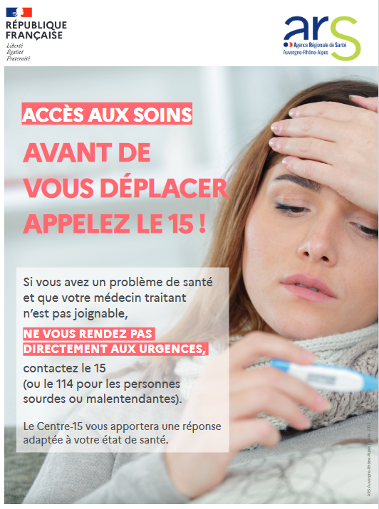 ARS, accès, soins, urgences, 15, 114