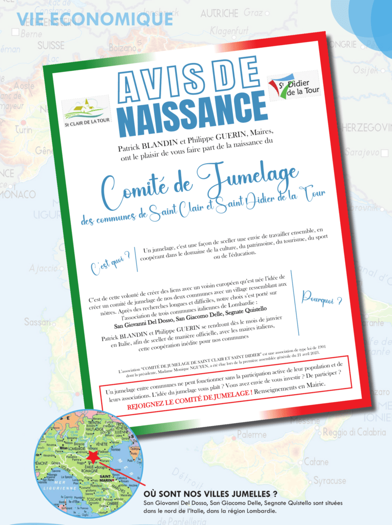 avis, naissance, comité, jumelage