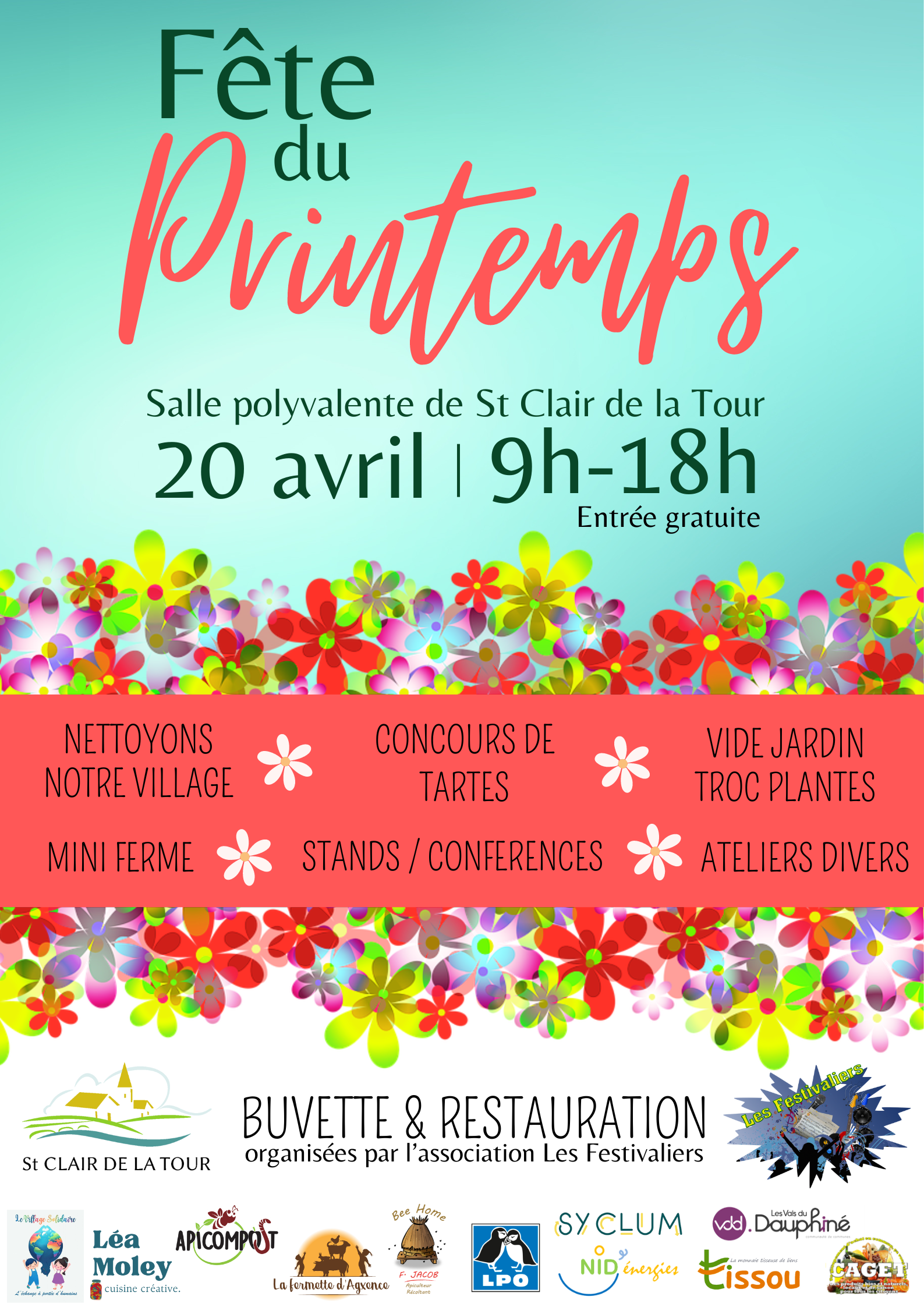 fête, printemps, nettoyons, concours, tartes, vide, jardin, troc, plantes, mini, ferme, stands, conférences, ateliers